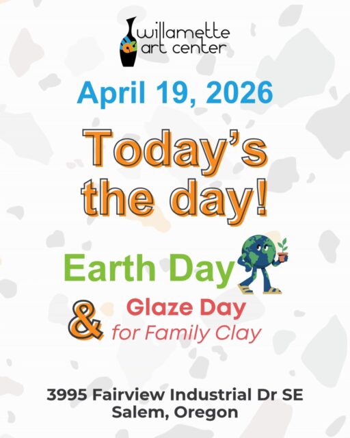 Join us for Earth Day at the Willamette Art Center on today, April 19 from 11 am to 3 pm! This free, family-friendly event is full of creative fun—plant a seed in a compostable container, craft your own Earth Day hat, and take part in Family Clay Glazing Day. Choose from a variety of blank clay pieces to glaze for just $10-20 (includes firing), or pick up a take-home clay kit for only $5 to create your masterpiece at home—then bring it back anytime for firing. We can’t wait to celebrate with you!3995 Fairview Industrial Dr. SE, Salem OR