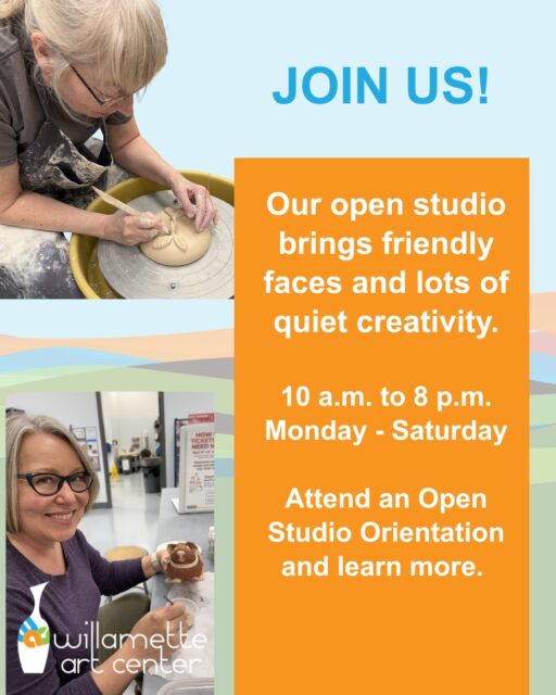 Our open studio brings friendly faces and lots of quiet creativity.10 a.m. to 8 p.m. Monday - Saturday.Attend an Open Studio Orientation and learn more. Click on “classes” in our bio to register.