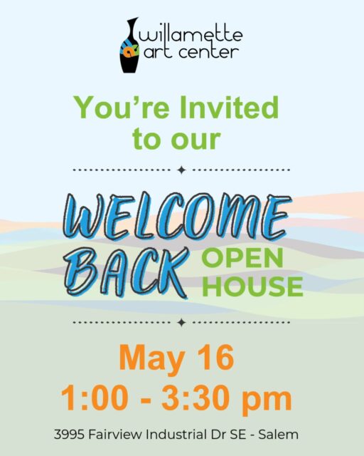 The Willamette Art Center Welcome Back event will include art and other opportunities for visitors such as:● Raku: Glaze a clay object and have it fired in our Raku kiln. Willamette Art Center is the only local clay studio with this special firing process● Experiment with hand building: Enjoy this age-old way to create art● Throw on a wheel: Test your skills or learn how to get started throwing on the wheel● Meet our instructors: Say hello to our experienced instructors and get to know them● Sign up for a class: Sign up to take an introductory class or build your skills with our advanced offeringsWhat: Willamette Art Center Community Open HouseWhere: 3995 Fairview Industrial Drive SE, Suite 100, Salem.When: Saturday, May 16, from 1 to 3:30 p.m. Onsite parking available.Learn more at link in bio.