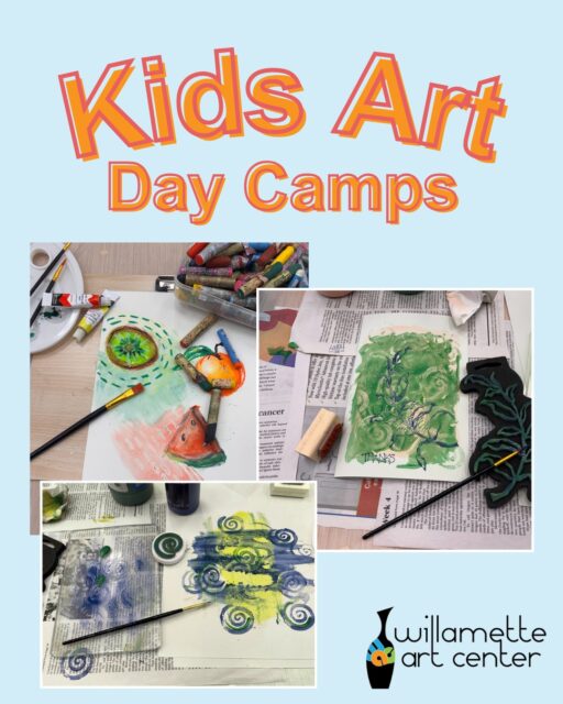 At the WAC we foster the love for art. And that means for kids too! Join our Kids Art Camps every Wednesday in July. Register for all of them or whichever fit your schedule. All supplies provided. Two sessions: Ages 5-10 - 3:00 - 4:30 pmAges 10-17 - 5:00 - 6:30 pm willametteartcenter.com for details.