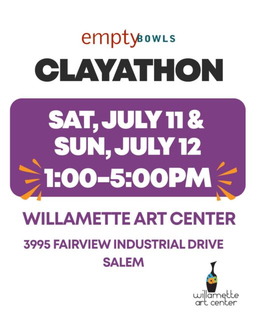 If you're a potter looking for a great way to give back to the community, come be a part of our upcoming Clayathons! Just bring yourself and your favorite tools, we'll provide the clay, glazing, firing and a wonderful space to create. July 11 & 12 - 1:00 - 5:00 pm both days