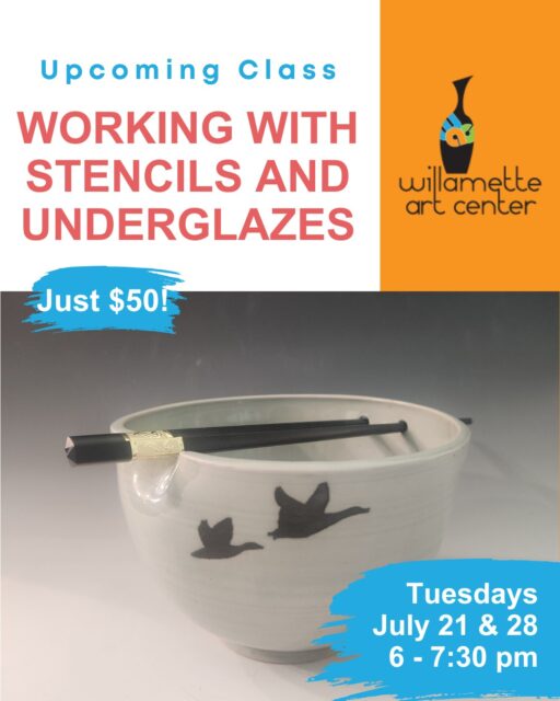 Learn stenciling and under glazing techniques from master potter Jim Ransom in this two-session workshop at Willamette Art Center.You'll choose your own stencil designs and work with Jim to understand how take your own clay pieces to the next design level.A bisque ware mug and glaze firing are provided. The workshop is just $50! Register at willametteartcenter.com/classes-workshops.