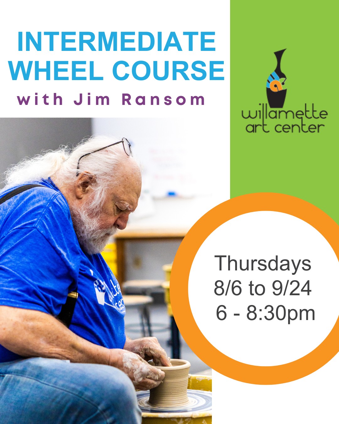 Ready to take your wheel skills to the next level? Master Potter Jim Ransom’s intermediate class explores advanced throwing techniques, pottery forms, and glazing. Have a clay project in mind? Bring it, and we’ll work through it together! Experience required. Thursday evenings from 6 to 8:30pm. Classes run August 6th through September 24th.Visit our website or tap the link in our bio to register before spots fill up!#PotteryClass #WheelThrowing #CeramicsArt #GetYourHandsDirty #WillametteArtCenter