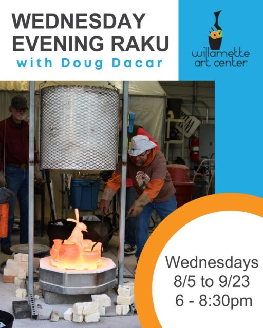 If you’ve always admired Raku pottery from afar, this is your opportunity to jump into the action! In this class with master potter Doug, you’ll experiment with exciting firing techniques and creative surface decoration. We'll have hands-on clay building demos, and you'll learn how to use slips to add beautiful details to your pieces.Wednesday evenings from 6 to 8:30pm. Classes run August 5th through September 23rd.#Raku #PotteryClass #CeramicsStudio #GlazeMagic #WillametteArtCenter