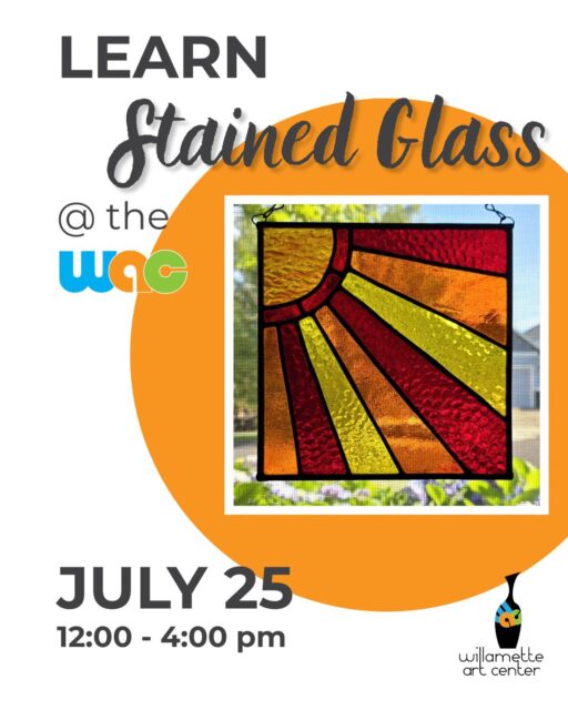 Join us for a relaxing workshop where you'll learn Tiffany-style copper foiling and soldering to create a beautiful 8.25 x 8.5" stained glass piece! We provide all the materials, tools, and precut patterns, so just bring yourself and a snack for a stress-free, immersive artistic experience.Saturday, July 25th from 12:00 - 4:00pmSign up on our website: https://www.willametteartcenter.com/classes-workshops/