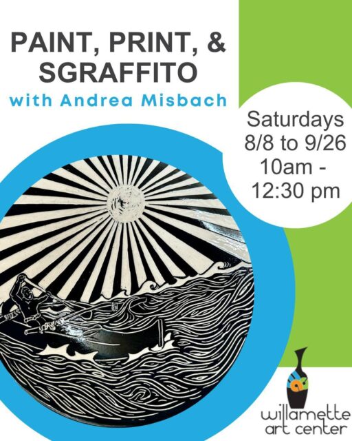 One session just couldn't hold it all! 🤯 Discover exciting new ways to finish your pottery in our Surface Design class focused entirely on mark-making.What we'll explore: ✨ Painting & illustrating with glaze ✨ Mono-printing & screen printing ✨ Slip & terra sigillata ✨ Sgraffito techniquesSaturday mornings from 10am to 12:30pm. Classes run August 8th through September 26th.#PotteryClass #CeramicsStudio #GlazeMagic #WillametteArtCenter #ArtCommunity