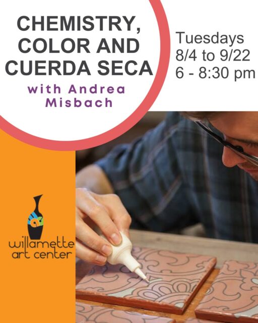Let’s dip a toe into the wild and expansive world of glaze chemistry! 🎨🔬 Get to know the real difference between an underglaze, a stain, and an engobe. Andrea Misbach’s Surface Design class is where you need to be on Tuesday nights. End the 8-week session with the ultimate fan-favorite technique: Cuerda Seca! Tuesday evenings from 6 to 8pm. Classes run August 4th through September 22nd.#CuerdaSeca #PotteryClass #CeramicsStudio #GlazeMagic #WillametteArtCenter