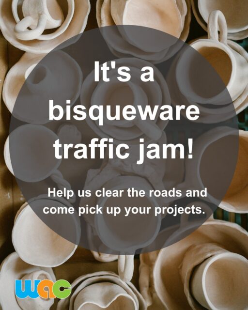 🚖Beep-beep!🚖Come and pick up your bisqueware; our shelves are gridlocked! We are open 10 am - 8 pm, Mondays through Saturdays. #willametteartcenter #pottery #potteryclass #wheelthrowingpottery #workinprogress
