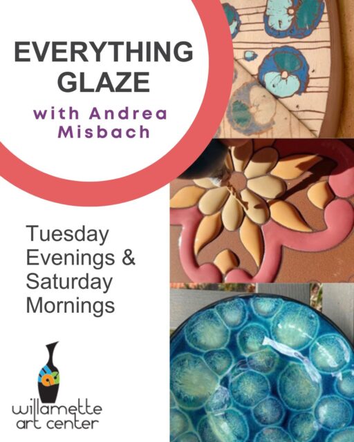 Our wonderful instructor, Andrea, is back with the ever popular Everything Glaze Class! Each week, you’ll explore an entirely new glazing technique—from intentionally running glazes to sgraffito, underglaze transfers, screen printing, and more!Classes start next week and are offered on Tuesdays and Saturdays.Sign up on our website while there are still spots available! #willametteartcenter #ceramicglaze #artclass #artcommunity #glazechemistry