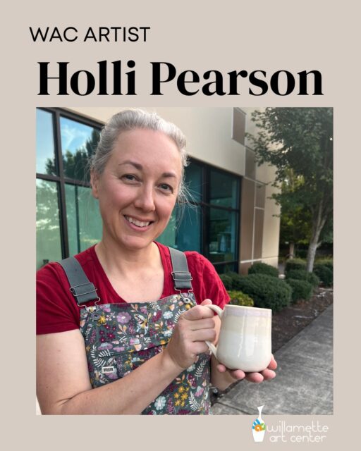 Our WAC community is lucky to have so many incredible, generous artists. Among them is Holli Pierson, a talented and creative ceramicist who does both hand building and wheel. Holli's first class at the studio got her hooked. She says one night when she saw a piece on the shelf that she thought was pretty, it turned out to be hers! Holli brings that same spirit of joy and playfulness to our studio all the time.Information on the pieces in these images:The mug is made from porcelain with either blue or green celadon on the rim, then clear glazed all over.The small bowl is Dakota White clay with a poppy transfer, painted with orange and red Stroke and Coat on the flowers and light blue in the background. Then clear glazed. For the cat, Holli used Dakota White clay with white Stroke and Coat on the nose and letters. When the piece came out of the kiln, Holli used Peaches' (the actual cat) fur to make the dark markings.Holli can't recall the clay body she used for the vase and then glazed it with Copper Sands all over. She used a thin layer of glaze in the raised areas and thicker in the pattern.