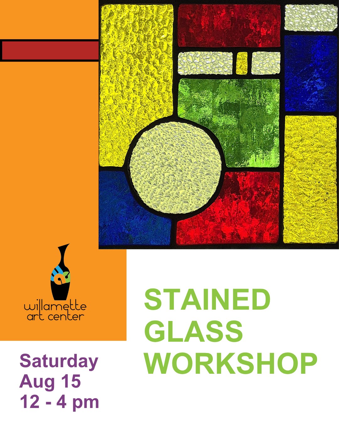 Have you registered yet? Make this gorgeous stained glass piece at our next workshop. WAC partners Theresa and Pam will be there to walk you through each step. Register at willametteartcenter.com/classes-workshops