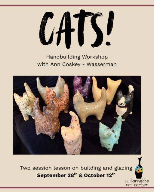 Make your own Mister Mistoffelees in this upcoming workshop with Ann Coskey-Wasserman . 🐈 She'll be walking through the process of hand building, decorating, bisque firing, and glazing these Jellicle cats to purrfection. 🖤🤍Register now, limited spots are available!#willametteartcenter #catsthemusical #ceramicsclass #handbuilding #whatshappeningsalem