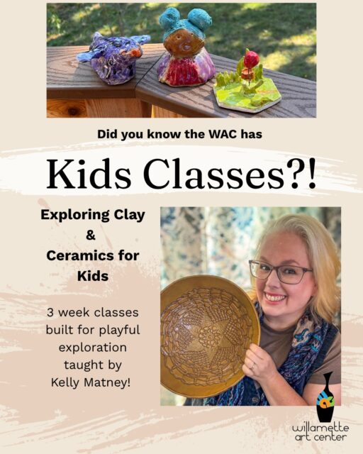 We smell... CREATIVITY! 🧙‍♀️✨ Keep your little ones from running amuck this October by signing them up for our Kids Clay classes! We're also offering a 3-week session in December, so mark your calendar.Taught by the fabulous Kelly Matney, these 6-week sessions are all about playful exploration and making a little (artistic) mess. No spells required to make a masterpiece—just bring your imagination! 🎃👻#SalemOR #WillametteArtCenter #PotteryClass #KidsArt #HalloweenVibes #CreativeKids #CeramicsForKids