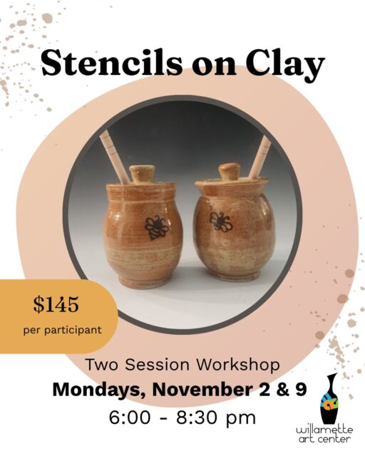 Ready to design your own custom mug? ☕✨Join our 2-session stencil workshop and transform raw bisqueware into a personalized piece of art using custom vinyl stencils and vibrant underglazes!🗓️ Nov 2 & 9 | ⏱️ 6:00 – 8:30 PM | 💰 $145🎨 Session 1: Choose & prep your custom stencil designs with Jim.🖌️ Session 2: Apply stencils, underglaze, and finish with a clear glaze firing!All tools, materials, and firing included. No experience needed!🎟️ Spots are limited to 12 students—grab yours today!
