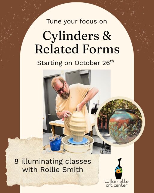 Master the art of the cylinder! 🏺✨Join Rollie for our Cylinders and Related Forms Class at the Willamette Art Center to build serious proficiency and consistency on the potter's wheel.🗓️ Dates: Mondays & Thursdays, Oct 26 – Nov 23 (8 classes)⏱️ Time: 1:30 – 4:00 PM💰 Price: $330 (Includes 8-week open studio pass, 25 lb bag of clay, and 10 firing tickets!)Prerequisite: Must have taken a beginner wheel class. Ages 18+ | Limited to 12 students.🔗 Save your spot: Willamette Art Center Registration