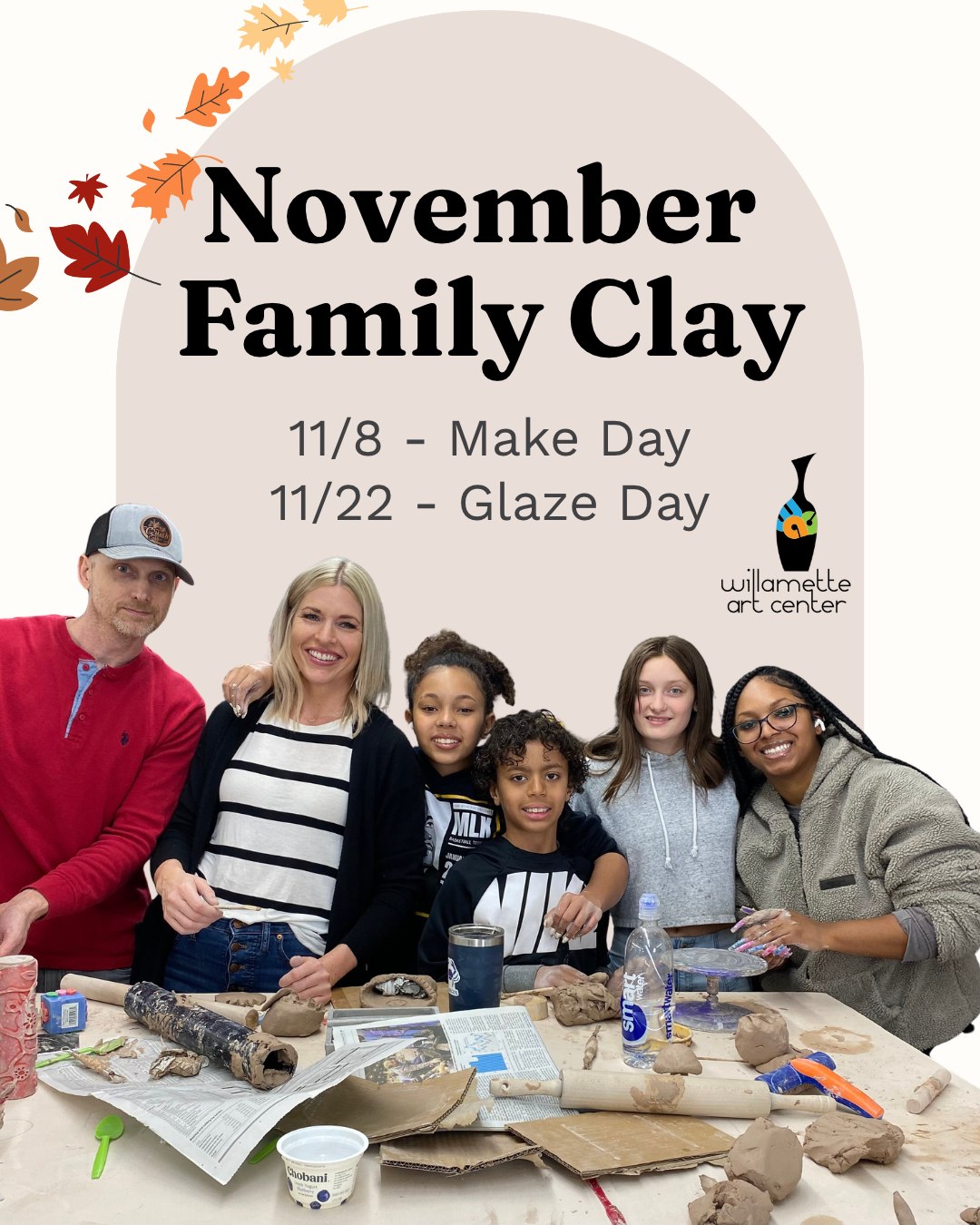 Get the whole family down to the Willamette Art Center for our November sessions of Family Clay Sunday! 🍂We're using organic materials to stamp a beautiful botanical pattern onto a clay bowl you make with your own hands. 🍁Fun with clay for all ages! Only $5 per participant per session, which includes instruction, clay, firing and glazes! #whatshappeningsalem #ceramicsstudio #LearnPottery #GetYourHandsDirty #WillametteArtCenter